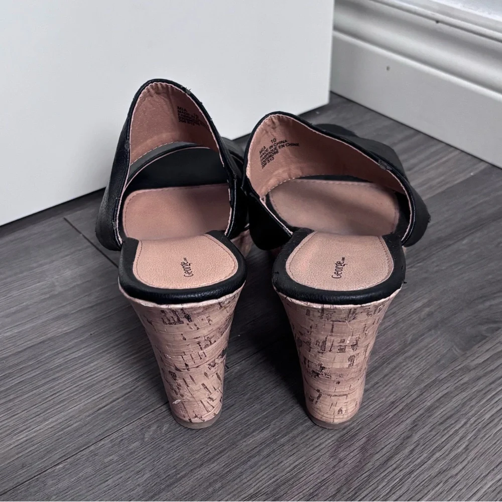 George Black Cork Wedge Sandals - Picture 3 of 10